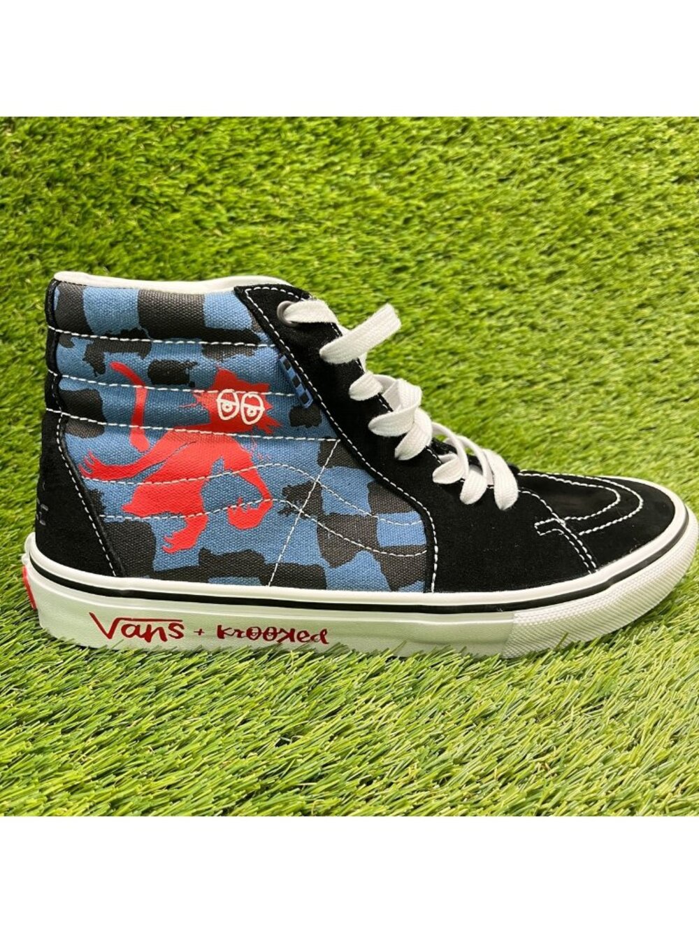 Vans Sk8-Hi x Krooked Mens Size 10.5 Black Blue Athletic Skate Shoes Sneakers